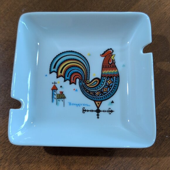 Berggren Other - Vintage Swedish Berggren Rooster Ceramic Ash Tray Square MCM 1960s 4.25”